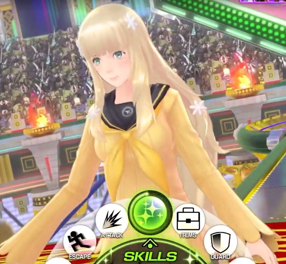 gameofyuton's tweet image. 【ちょっとしたクイズ】
幻影異聞録#FEは芸能が舞台ということもあってか、キャラの戦闘用衣装がかなり豊富です
この衣装もその中の1つですが、ATLUS好きの皆さんはこの衣装の元ネタが分かりますか...？
#幻影異聞録 #ATLUS