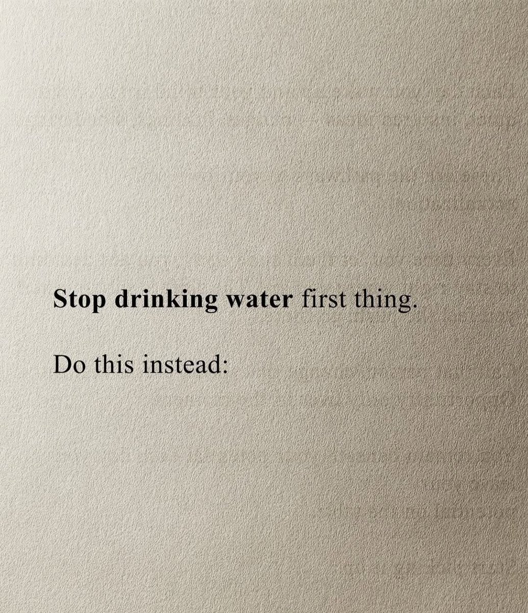 Aspireachievee's tweet photo. Stop drinking water first thing in the morning after waking up.

Do this instead: https://t.co/W56MWgcHSW