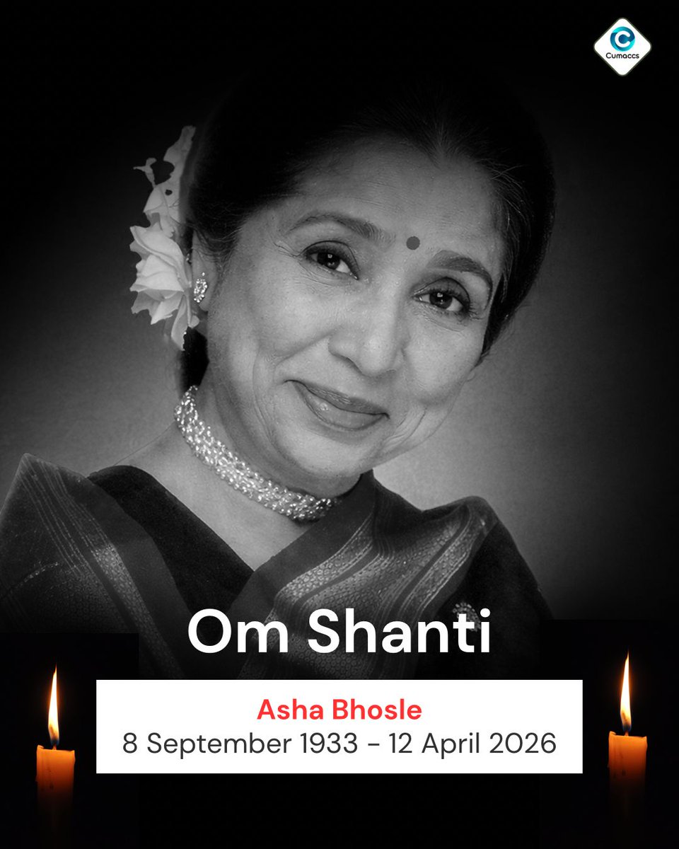 Deeply saddened by the passing of Asha Bhosle.
A timeless voice, forever remembered.
A tribute from Cumaccs.

#AshaBhosle #Tribute #LegendLivesOn #Cumaccs