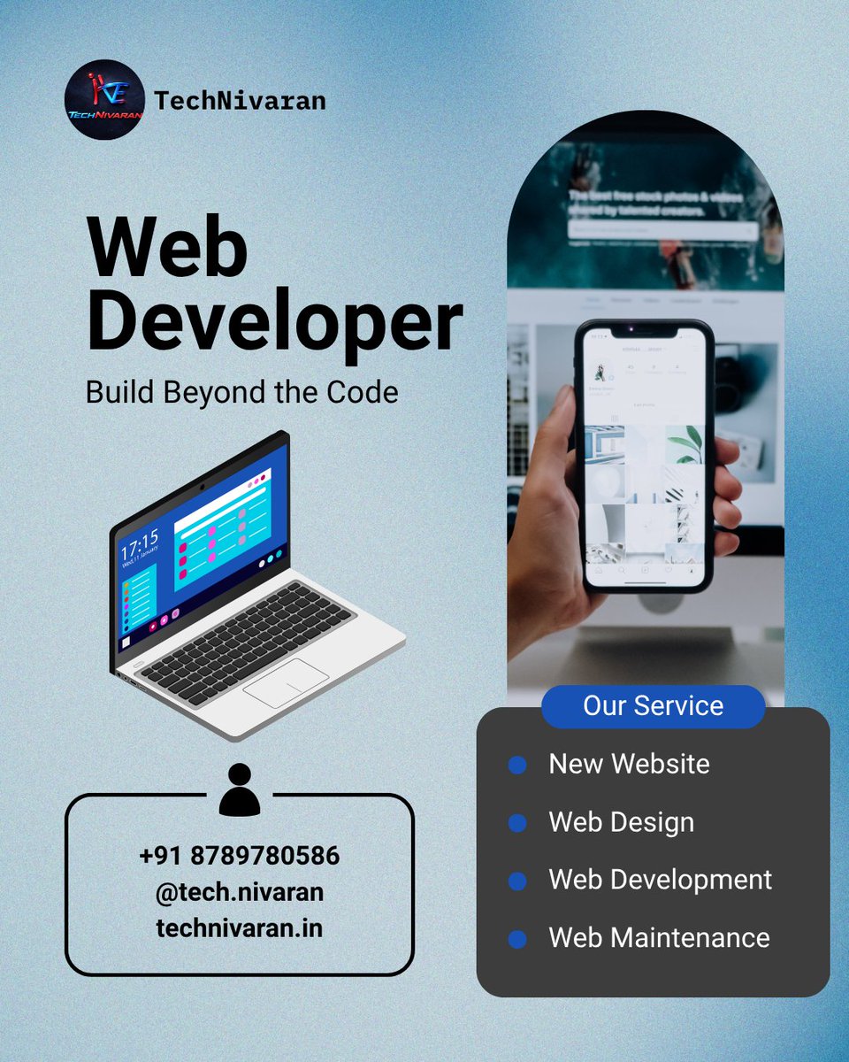 TechNivaran's tweet image. 🚀 Build your digital presence with TechNivaran

From design to development, we create websites that help your business stand out online. 💻✨

Let’s grow your brand today.

#TechNivaran #WebDevelopment #WebDesign #DigitalGrowth #StartupIndia #WebsiteDesign #BuildInPublic