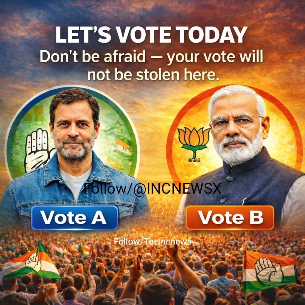 If an election were held today, who would get your vote? 

VOTE A – Rahul Gandhi 

VOTE B – Narendra Modi.

 If Vote A, then Follow  <a href="/INCNEWSX/">INC NEWS</a>