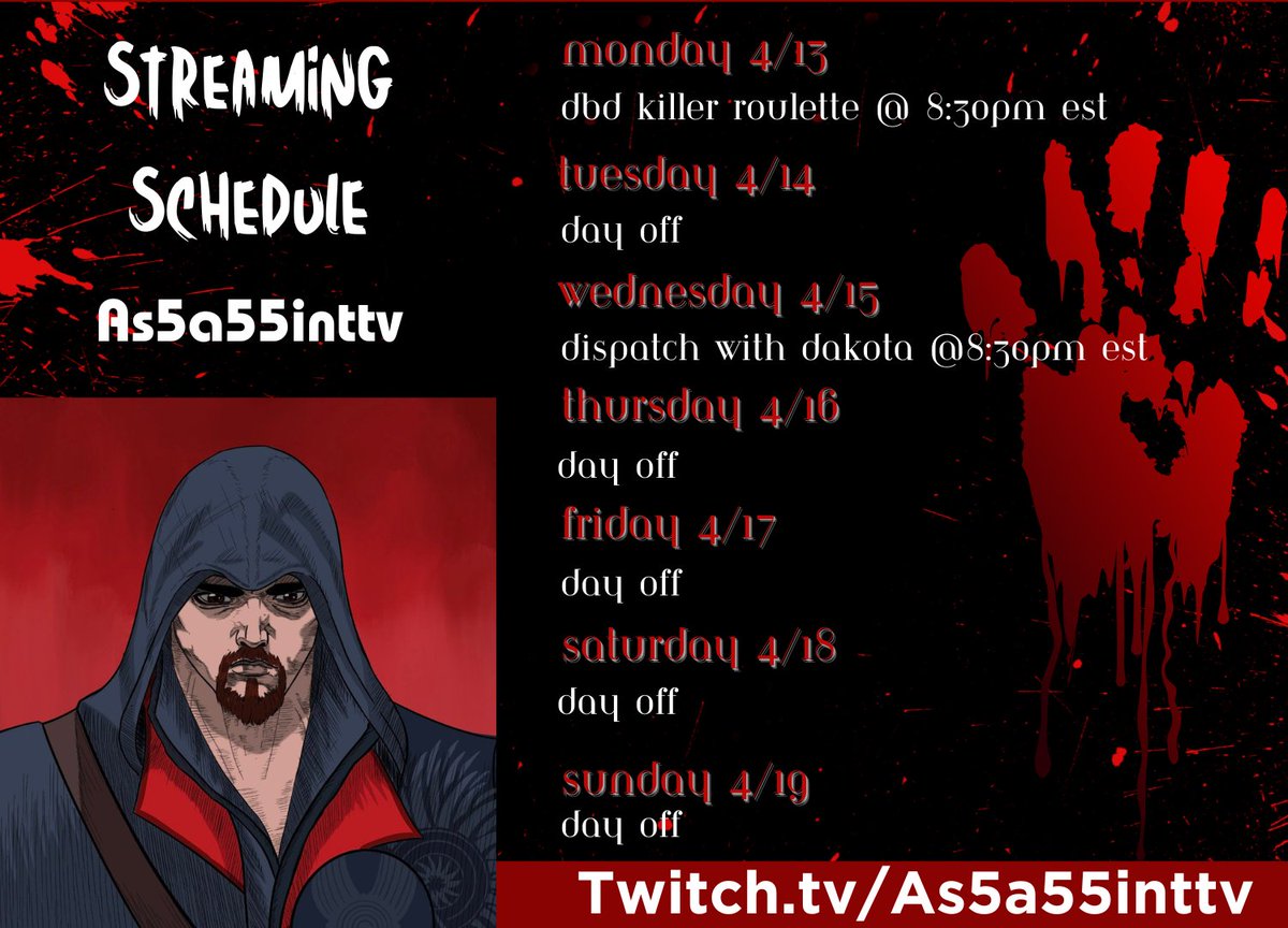 Got two streams this week Brotherhood! Hope to see all you lovelies there! Might be slightly earlier but playing it safe with the times!

#as5a55inttv #Brotherhood #twitch #twitchaffiliate #streamschedule #DeadbyDaylight #Dispatch #HorrorStreamer #CoupleGamers #fyp