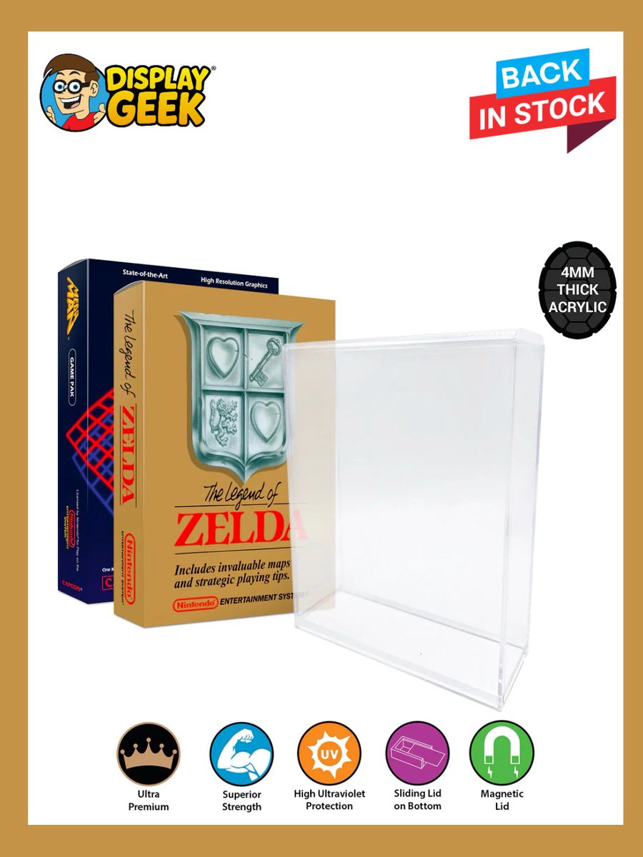 DisplayGeek's tweet image. HUGE Video Game Acrylic Restock just hit DisplayGeek.com! 

Including these acrylics for Nintendo NES Game Boxes! 

These are extremely popular, so don't wait! 

#VideoGames #Nintendo #NES #NintendoEntertainmentSystem