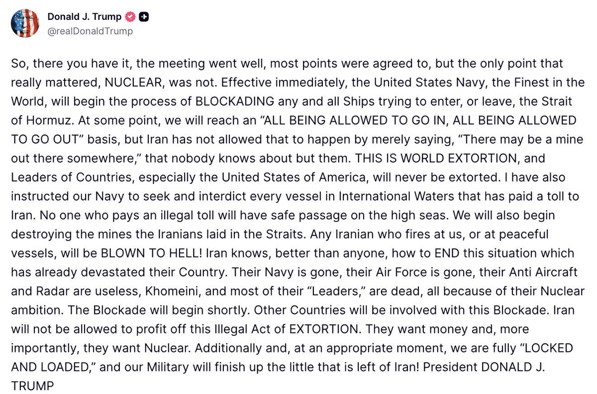 “The #Hormuz closure wasn't a surprise to any serious person, one might argue #Trump turnd what the enemy believed to be a leverage to a ticking time bomb trap the IRGC just walked into.
#IRGC was never the end goal, China is “ <a href="/avavidan/">Avi Avidan</a> #FreeIran