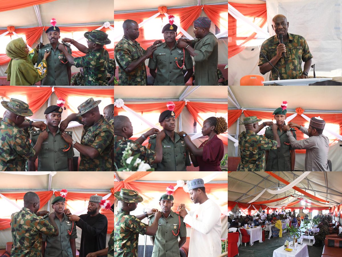 NigeriaArmyInfo's tweet photo. THE COMMANDANT DEPOT NIGERIAN ARMY AMASIRI-EDDA DECORATES NEWLY PROMOTED SENIOR OFFICERS AND SUBALTERN.....urges professionalism in the discharge of their duties.

The Commandant Depot Nigerian Army Amasiri-Edda Brigadier General AM Ahmadu decorated newly promoted senior officers from the rank of Major to Lieutenant  Colonel and subalterns from the rank of Second Lieutenant to Lieutenant in the Nigerian Army today Saturday 11 April 2026 at the Veterans’ Mess. The senior officers decorated with their new ranks are Lt Col WE Amesi, Lt Col  UE Buhari and Lt Col NO Otobo while the subalterns decorated from the rank of Second Lieutenant to Lieutenants are Lt HM Halilu, Lt UJ Kabir, Lt DT Mouka, Lt SM Oladapo, Lt SS Oluwasola, Lt AA Adeyemo and Lt MI Yerima. The event was witnessed by senior officers, officers, families of the decorated officers as well as well wishers.

In his remarks, the Commandant congratulated the newly promoted officers and charged them to be more committed and diligent in carrying out their assigned tasks and responsibilities. He added that success is guaranteed when it reflects both character and learning. He encouraged them to attend courses and embrace self development in order to build capacity to enhance their career progression. 

The Commandant further urged the officers to take good care of their families who are always supportive and praying for their overall success. He concluded by advising them to remain professional and committed in the discharge of their constitutional responsibilities.

During the decorations there were words of advice from officers to the newly decorated officers. Relatedly, the Chief of Staff  Deport Nigerian Army Amasiri-Edda and the Chief Instructor Training Branch advised the newly decorated officers to be professional, committed to duty and lead by example. 

Speaking on behalf of the newly decorated officers, Lieutenant Colonel WE  Amesi expressed their profound gratitude  to the Chief of Army Staff, Lieutenant General Waidi Shaibu and the Nigerian Army Council for finding them worthy of promotion to their new ranks. He also appreciated the Commandant for his exemplary leadership, strategic guidance and mentorship which has  impacted positively in their career. Also, he thanked family members for their continuous support and encouragement.
Highlights of the event included the decoration ceremony, words of advice from senior officers, Remarks of the commandant and group photograph.

Sarah Seth Barka
Captain
Acting Assistant Director Army Public Relations 
Depot Nigerian Army Amasiri-Edda 
11 April 2026