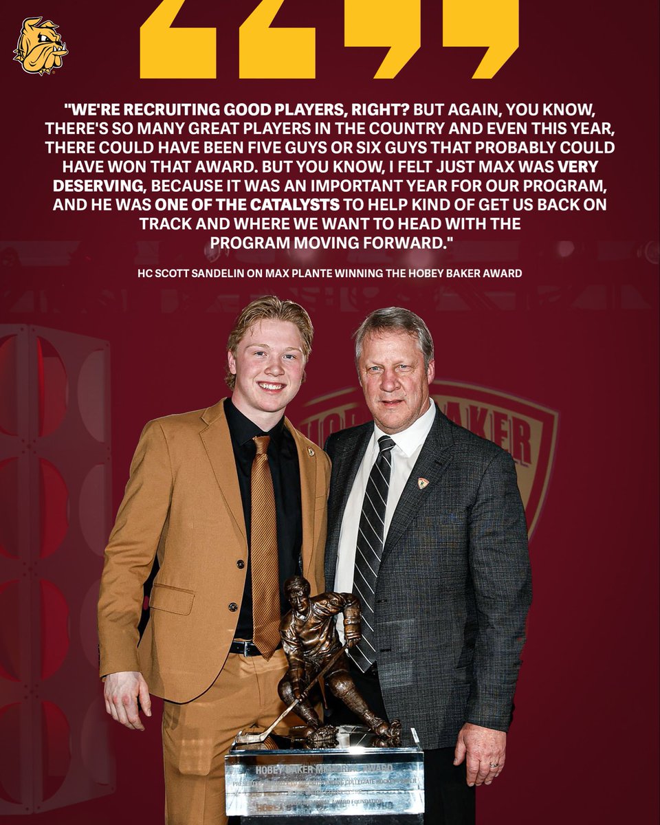 UMD head coach Scott Sandelin has now coached four Hobey Baker winners over his Bulldog tenure. No other school in the country has more than four total.