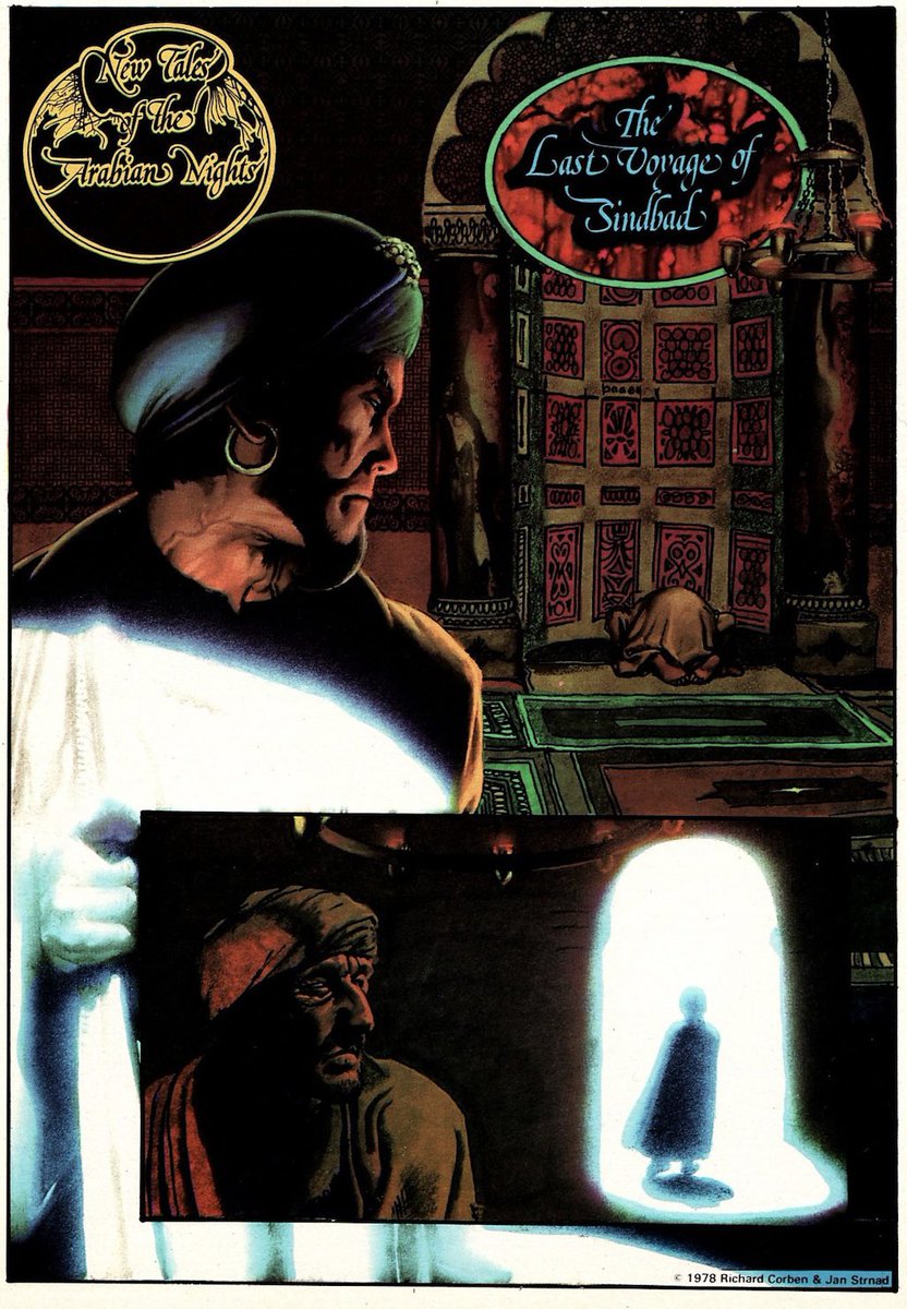 PowerCosmic13_'s tweet photo. A few pages from #JanStrnad and #RichardCorben’s “The Last Voyage of Sinbad” from the July 1978 issue of Heavy Metal. The light in the first page looks unreal. Corben’s colour process really made his art look like nothing else out there https://t.co/1a7FZo6TgG