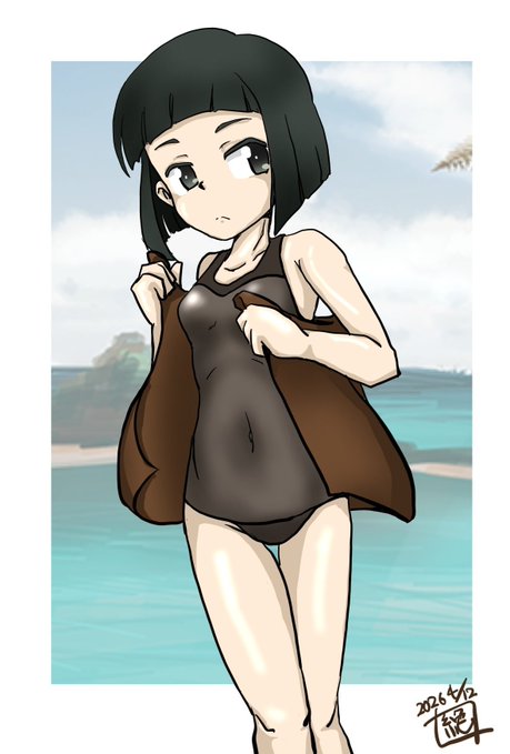 #週末ガルパンお絵描き120分一本勝負 #週末ガルパンお絵描き120分一本勝負20260412 お題「知波単学園」 と言うことで色々と活躍している西原ちゃんを… 知波単に茶色い水着 スク水なんですねぇ ほほう 色々と気になりますなぁ!! #ガルパン