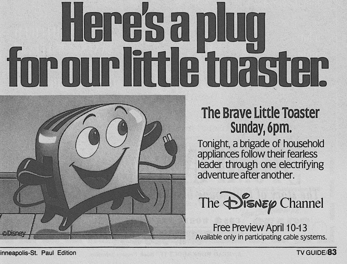 landofthe80s's tweet image. On this date in 1992, The Disney Channel aired “The Brave Little Toaster”  #90s
