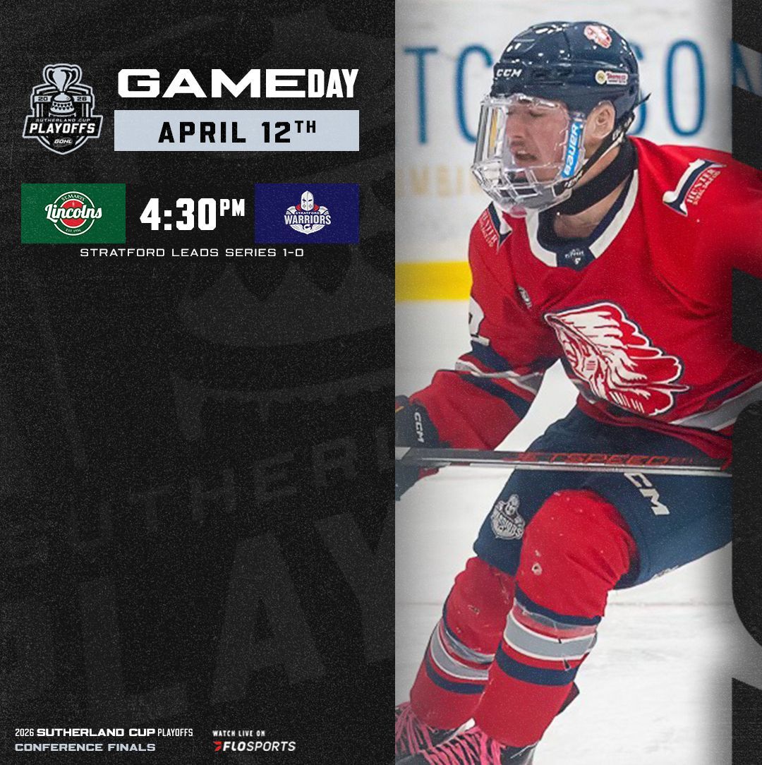 GOHLHockey's tweet photo. Lincolns &amp; Warriors tonight in Stratford! Warriors hold a 1-0 series lead

📱 Mobile App Updates | GOHL App
📷 Watch Live | @FloHockey

#GOHL #SutherlandCup https://t.co/MISov2YfR6