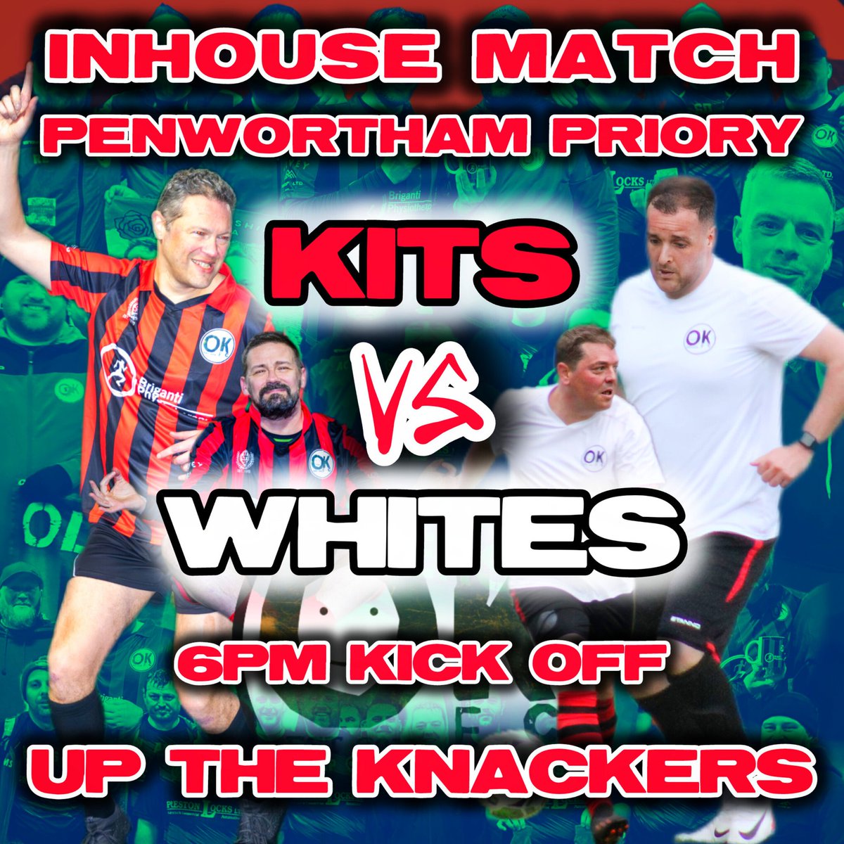 FcKnackers's tweet photo. INHOUSE MATCHDAY IS HERE!!!
PENWORTHAM PRIORY 
6PM KICK OFF
It has been a while and all the lads are looking forwards to it. Kits vs Whites. All the lads raring to go. 
UP THE KNACKERS!!!
#MoreThanFootball
#mentalhealth #mentalhealthmatters #mentalhealthawareness @LancashireTea https://t.co/Qrv5IA2xt5