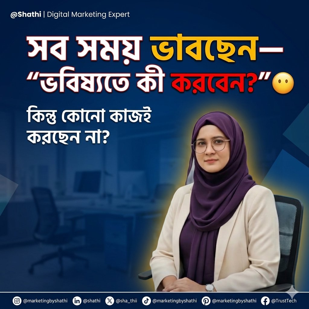 sha_thii's tweet photo. সব সময় শুধু ভাবছেন, “ভবিষ্যতে কী করবেন!” 
কিন্তু কাজ করছেন না?
এই চিন্তাভাবনাই আপনাকে পিছিয়ে দিচ্ছে, আপনি বুঝতেও পারছেন না...... https://t.co/rurpbTl8go