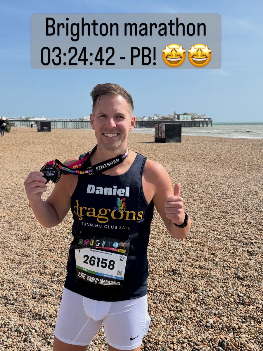runner_dan17's tweet image. Only went and got a PB by over 15 minutes in the @BrightonMarathn - the support was incredible and really helped me get round! #brightonmarathon #marathon #goals #achieve #determination #running #loverunning #runner