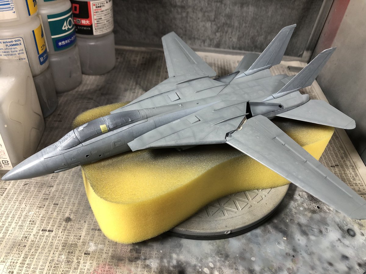 kairobeX's tweet photo. タミヤ　1/72 F14D
機体の基本塗装完了 https://t.co/DEaa4BQO1z