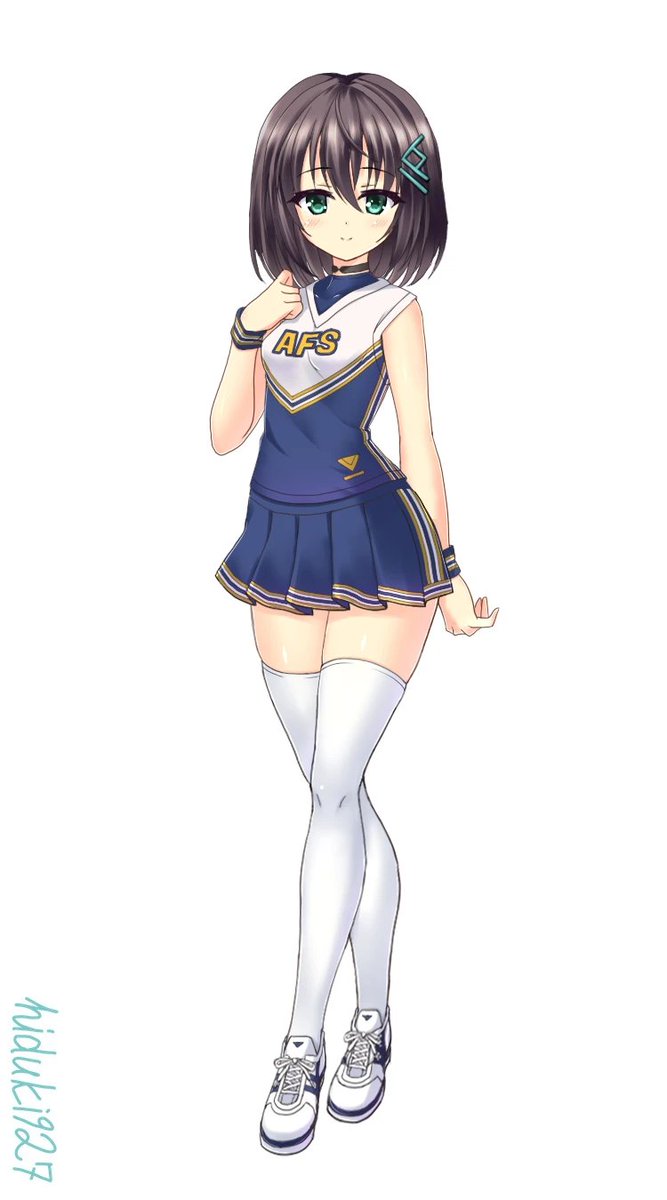 ソラハのチアガールデザインです。
ブルーのチア服。ラインがいっぱい。
2枚目はインナー設定、スカートの中は勿論アンダースコート。
#OC
#うちの子 