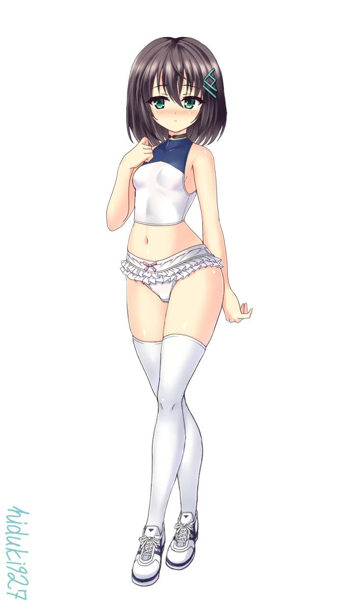 ソラハのチアガールデザインです。
ブルーのチア服。ラインがいっぱい。
2枚目はインナー設定、スカートの中は勿論アンダースコート。
#OC
#うちの子 