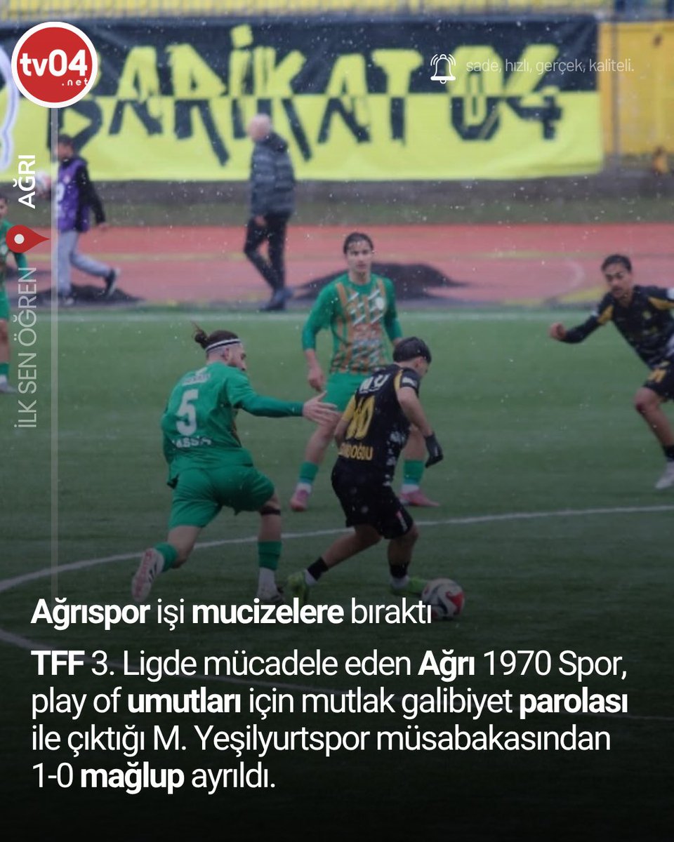 Ağrı 1970 spor play-off umudunu zora soktu tv04.net/agri-1970-spor…