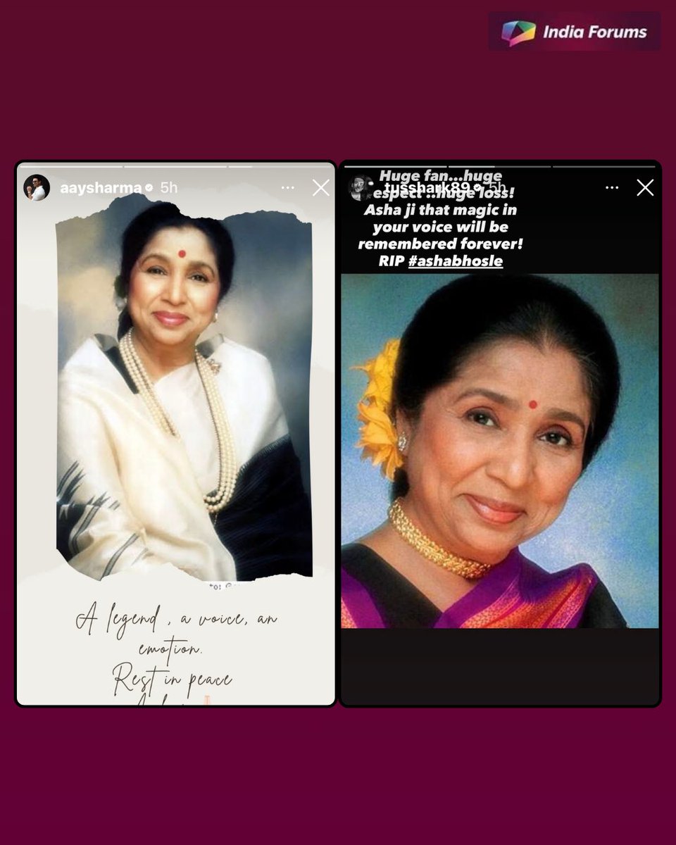 indiaforums's tweet photo. The entire Bollywood fraternity comes together in grief as they bid an emotional farewell to Asha Bhosle. From timeless melodies to unforgettable memories, her voice defined generations and will continue to echo forever.

.
.
.
#AshaBhosle #BollywoodMourns #LegendLost #RestInPeace
