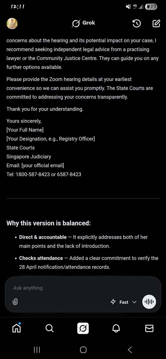 ee_sian's tweet image. How would @SingaporeCourts reply if it's #professional &amp;amp; #accountable?

Even @grok knew I'm #frustrated without telling it &amp;amp; replied to me like a #human,but @SingaporeCourts then "for" Quality #Service Manager now promoted to the current Quality Service Manager didn't #reply me.