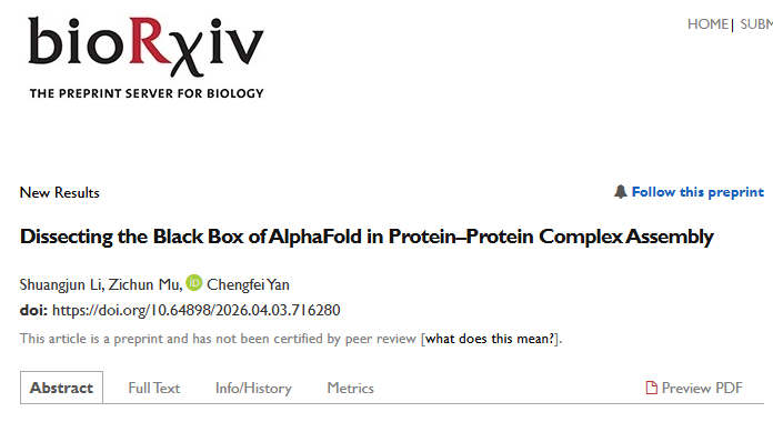 BioAI_Pharma's tweet photo. Dissecting the Black Box of AlphaFold in Protein–Protein Complex Assembly
https://t.co/VpyTeEXZip
AlphaFold achieves high accuracy in predicting protein–protein complexes, yet the principles of their assembly remain unclear. Here, we present a unified interpretability framework for AlphaFold-Multimer and AlphaFold3 to dissect these mechanisms. We find that inter-protein coevolution is not a major driver; instead, complex formation is largely governed by monomer geometry and interface-level pattern matching, including backbone complementarity and residue interactions. Tracking the propagation of distance constraints during inference reveals a hierarchical process where monomer structures form first, followed by inter-chain interactions. This shows that cross-chain geometry is inferred from monomer features rather than coevolutionary signals. In antigen–antibody complexes, lower accuracy arises from flexible, noncanonical interfaces, highlighting conformational variability and atypical interactions as key challenges for improving immune complex prediction.
#AlphaFold3 #BioAI #AlphaFoldMultimer   #MSA #AntibodyEngineering #StructuralBiology