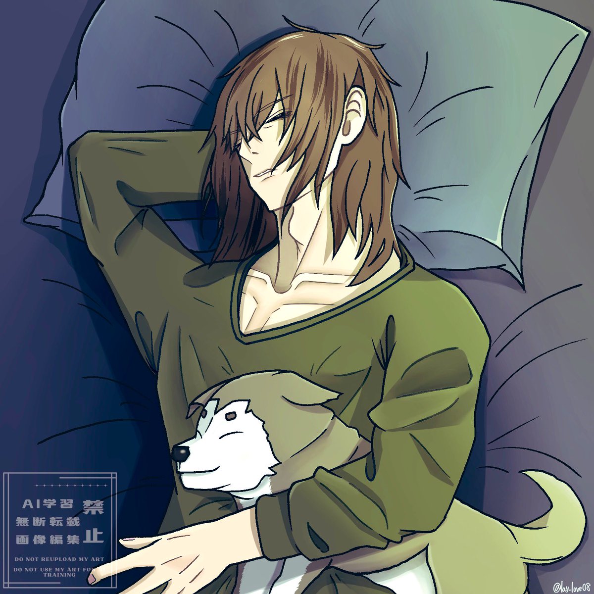 lay_love08's tweet image. リクエスト: 寮の自室でお昼寝する荒垣真次郎
(コロマルになりたい)

#ペルソナ #P3 #荒垣真次郎