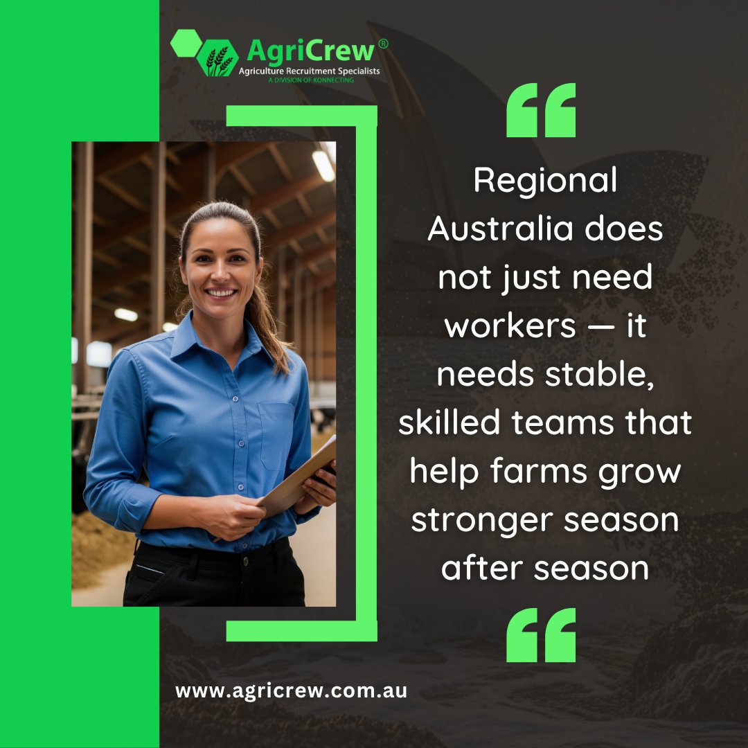 agricrew's tweet photo. Regional Australia does not just need workers — it needs stable, skilled teams that help farms grow stronger season after season.

Secure the future of your farm. 
🔗 https://t.co/09yGwhrSQ8
📞 Free Employer Hotline: 1300 131 131

#AgricultureJobs #RegionalAustralia https://t.co/8ZhHd4usXj