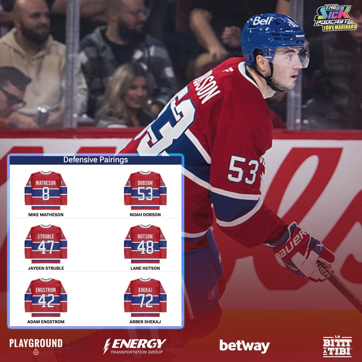 thesickpodcasts's tweet image. With Noah Dobson set to miss the start of the playoffs, what would your D pairings look like for Game 1?

Avec l’absence de Noah Dobson pour le début des séries, à quoi ressembleraient vos paires défensives pour le match 1 ?

#Habs #GoHabsGo #thesickpodcast @TonyMarinaro