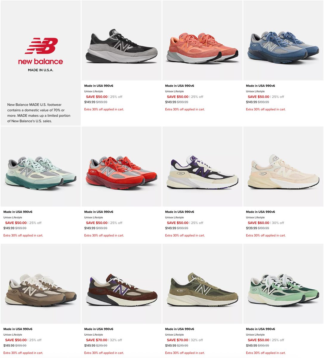 SOLELINKS's tweet photo. Ad: New Balance Made in USA 990v6 on sale for $104.99 each + FREE shipping, discount applied in cart 

SHOP => https://t.co/TxtppSCfaU https://t.co/XHk6d9JH36