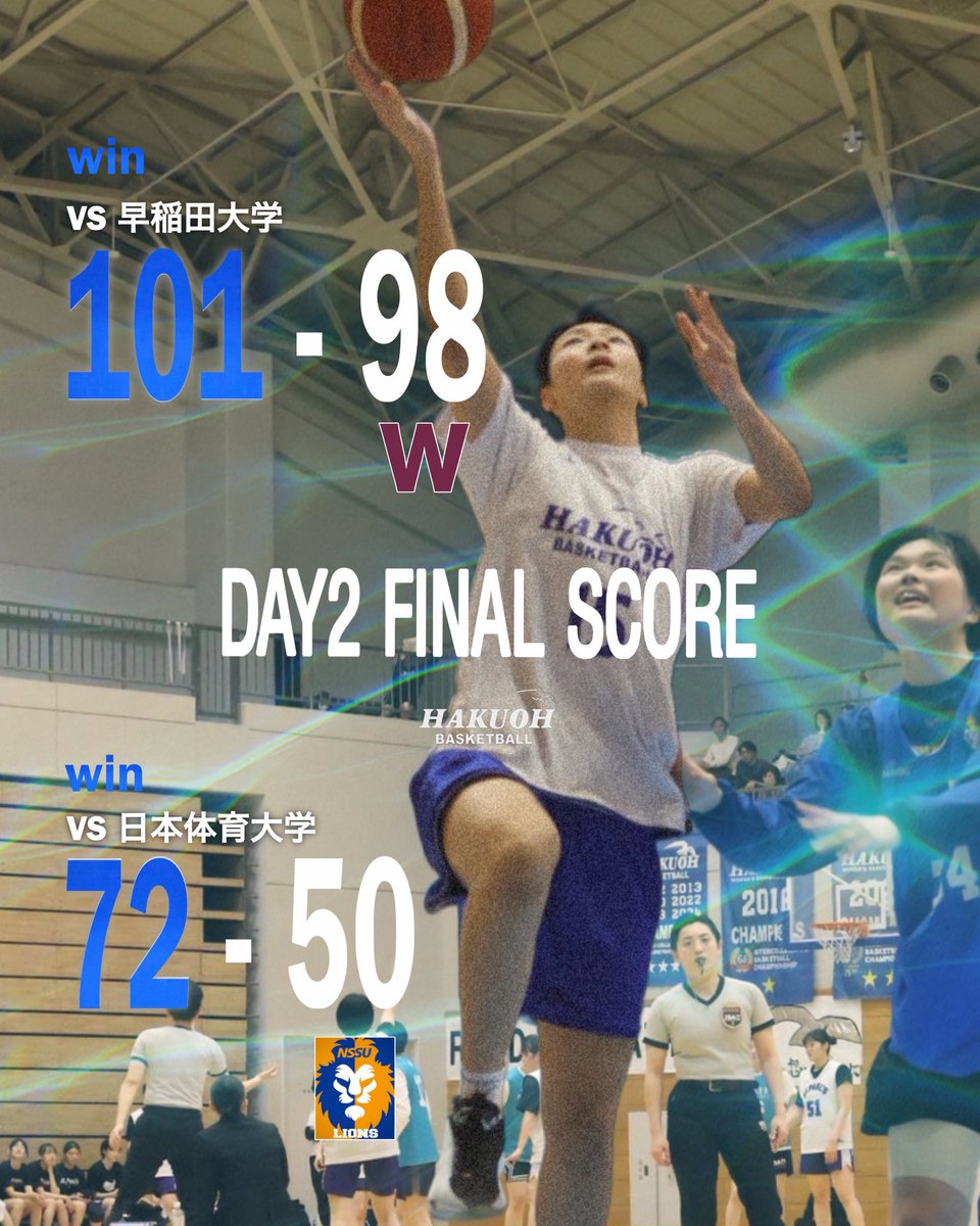 Hakuoh_Jobas's tweet photo. 𝐃𝐀𝐘𝟐 𝐅𝐈𝐍𝐀𝐋 𝐒𝐂𝐎𝐑𝐄
🆚早稲田大学
①30-28
②22-19
③31-30
④18-21
○101-98
🆚日本体育大学
①25-12
②18-15
③21-7
④8-16
○72-50
-4試合最終結果 -
4勝0敗
#SpringCamp
#白鷗大学
#白鷗大学女子バスケットボール部
#大学バスケ
#カモメファミリー https://t.co/XaBTiv6cPL