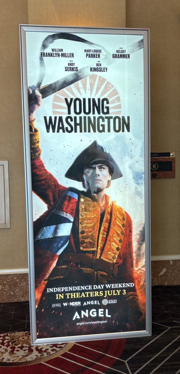 Fandango's tweet photo. Angel Studios has arrived at #CinemaCon!
#AnimalFarm - in theaters May 1
#YoungWashington - in theaters July 3
#ZeroAD - in theaters later this year https://t.co/UqZR7eF487