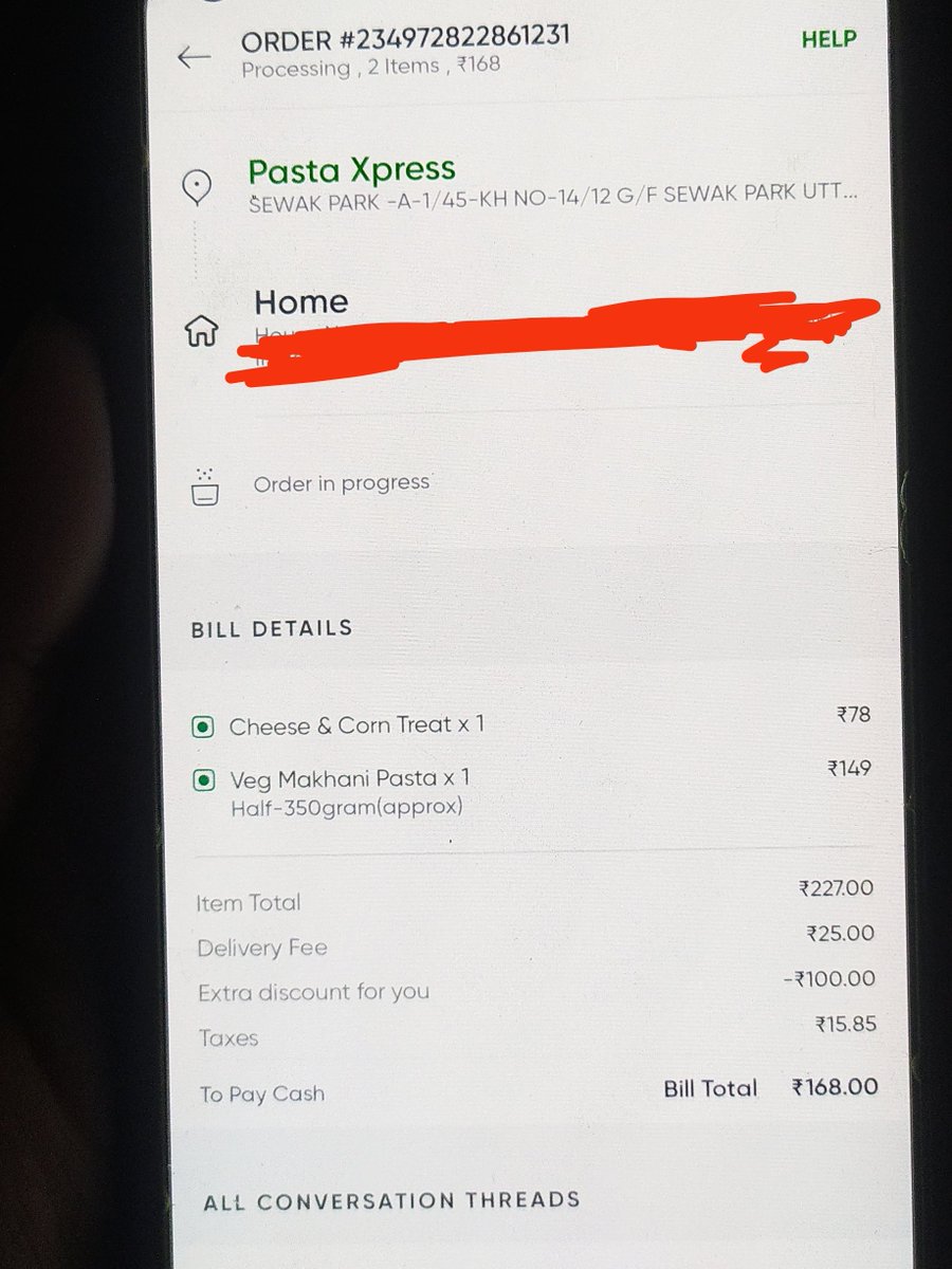 apna_newsboy's tweet image. Ordered from your platform and my total was above ₹200, still I got charged ₹25 delivery fee. You clearly mention free delivery above this amount. This is misleading and disappointing. Please look into this.

Order ID: #234972822861231

#toing  @Swiggy @SwiggyCares #scam