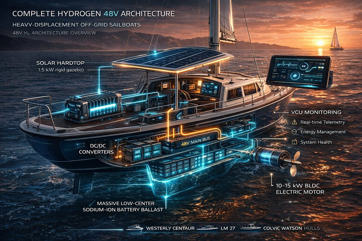 AequantH2's tweet photo. #Hydrogen #48V #OffGridLiving #MarineElectrification #Sailboat #DIY #SustainableEngineering #OpenSource #FuelCell

🧐What do you think — viable on a 26-31 ft heavy boat? https://t.co/8ZmdqsobSF