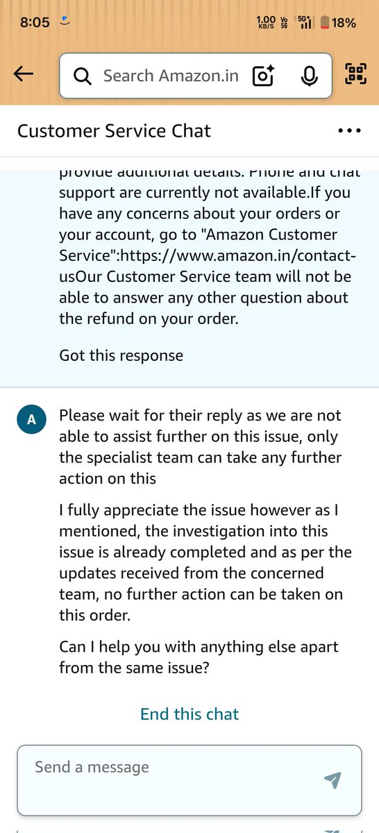 UChatrola's tweet photo. @AmazonHelp @amazon @amazonIN Connected with customer support recently. Unable to support further for my order https://t.co/fbytCiedOq
