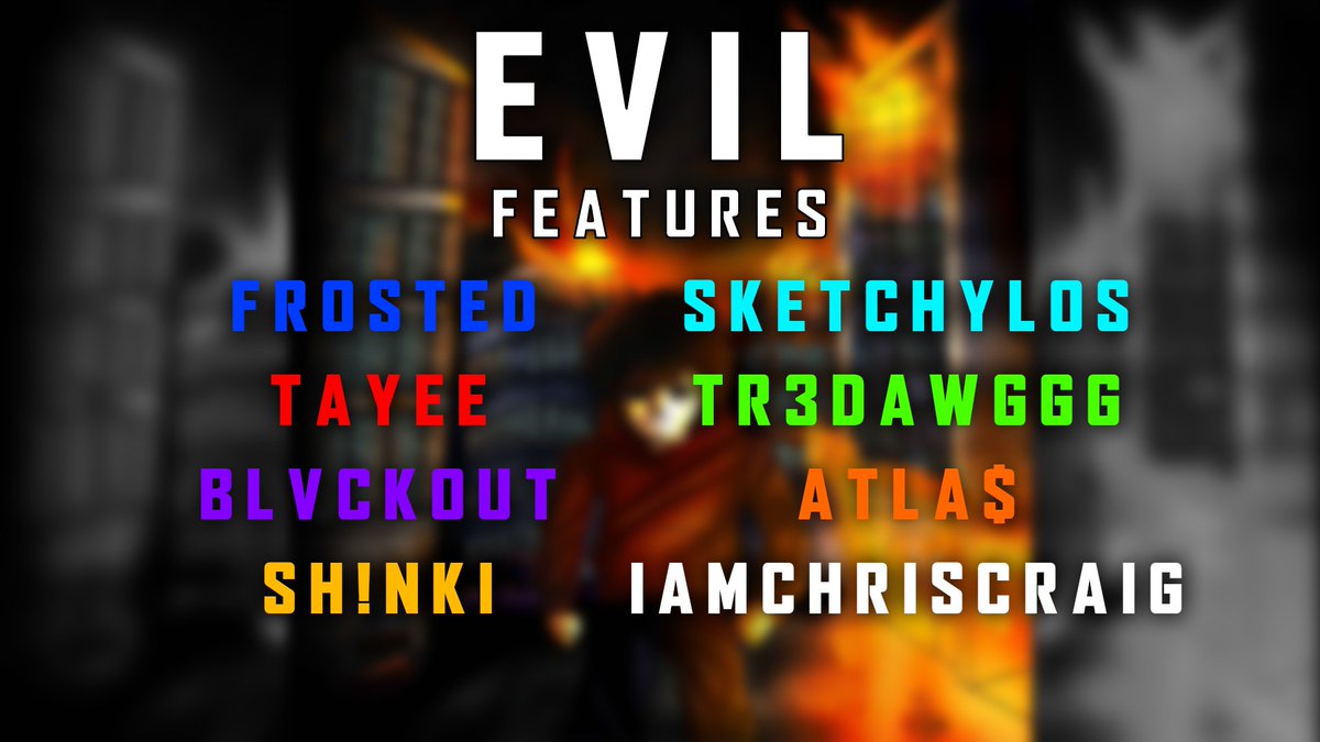 BoyoLite's tweet photo. THE OFFICIAL LIST OF FEATURES ON EVIL!!!!!!!

@Fr0sted_13 
@TAYEEVevo 
@BLVCKOUT123 
@Shinkihoo 
@SketchyLos 
@tr3dawggg 
@AstronomicaIll 
@iamchriscraig 

TRACKLIST SOON! https://t.co/q6de1j5Cjn
