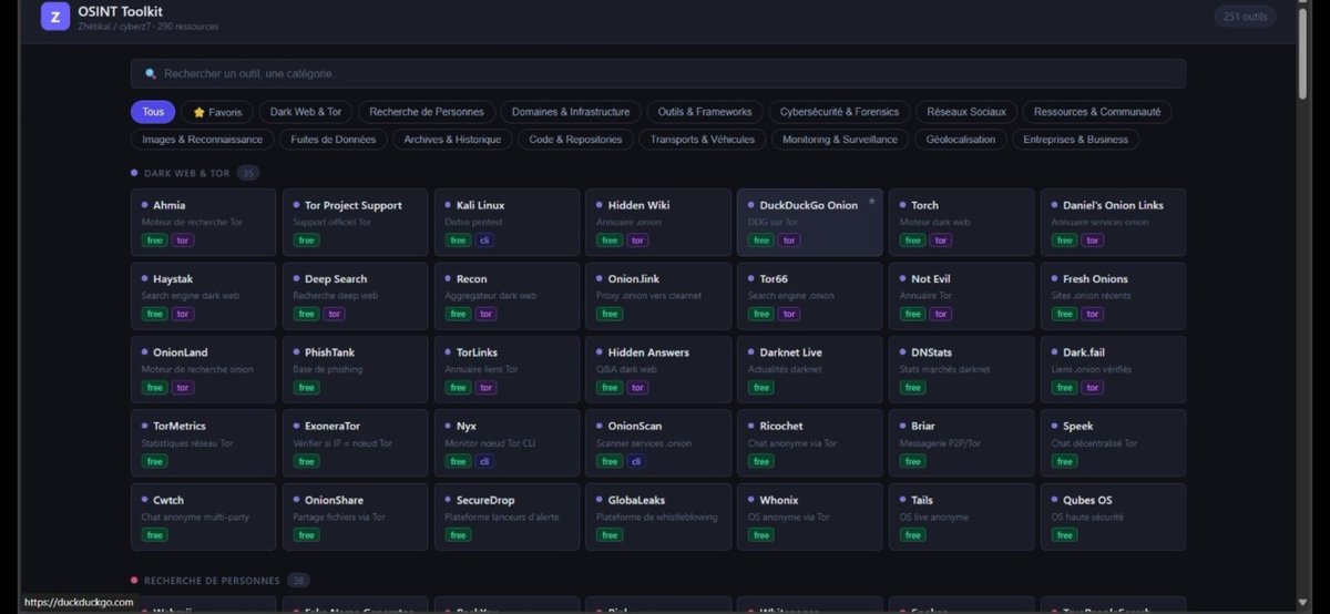 🚀 ALERTE OSINT ! 🚀
​Marre de chercher vos outils partout ?
 l'OSINT Master Toolkit v2.
​✅ 456 outils classés
🧠 Section Outils IA
📍 Géolocalisation, Breaches, Social Media...
💻 Open Source &amp; Community Edition
​⬇️
cyberz7.github.io/Ghostint-Tools/
​#OSINT #InfoSec #CyberZ7 @Ghostint
