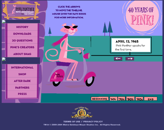 paleointernet's tweet photo. @ArchivoHumano La fecha puede corroborarse con el sitio oficial de la Pantera Rosa del 2004, el cual también celebraba el 40 aniversario, e introducía un diseño especial y único de la pantera. https://t.co/b6MZxH1kKG