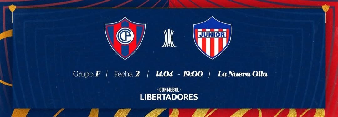 JuanGDENIS's tweet image. El martes 14/04 19hs Cerro Porteño se juega su continuidad en la #Libertadores
es ganar o ganar ante #Junior