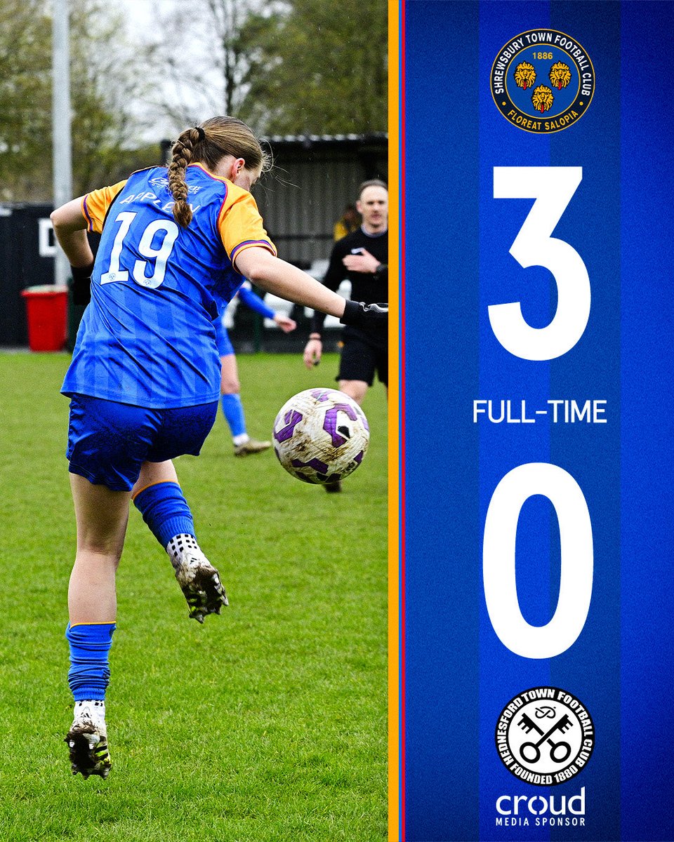 shrewswomen's tweet image. 3 Goals.
3 points secured!

#Salop 3-0 # Hednesford Town

🔷🔶 #Salop