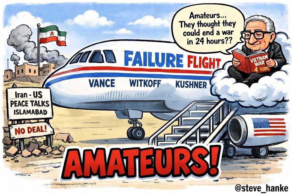 As I predicted, the peace talks in Islamabad failed. The US delegation of  JD Vance, Steve Witkoff, Jared Kushner were amateurs. There's no way those  amateurs could unwind a war in 24