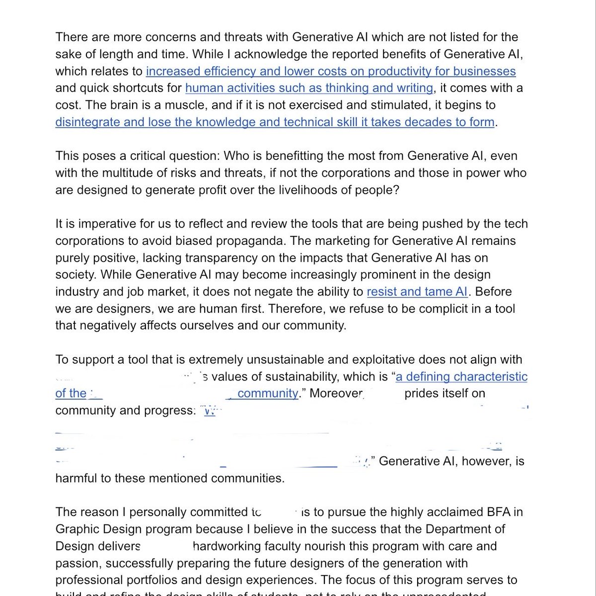 joyific4tion's tweet image. so i wrote sent formal letter with source links to the entire dept but got ghosted xD ...

HOWEVER luckily the same letter prevented a city-uni collab project from using ai with a hired graphic designer and instead helped focus purely on art students works :'❤️‍🩹)