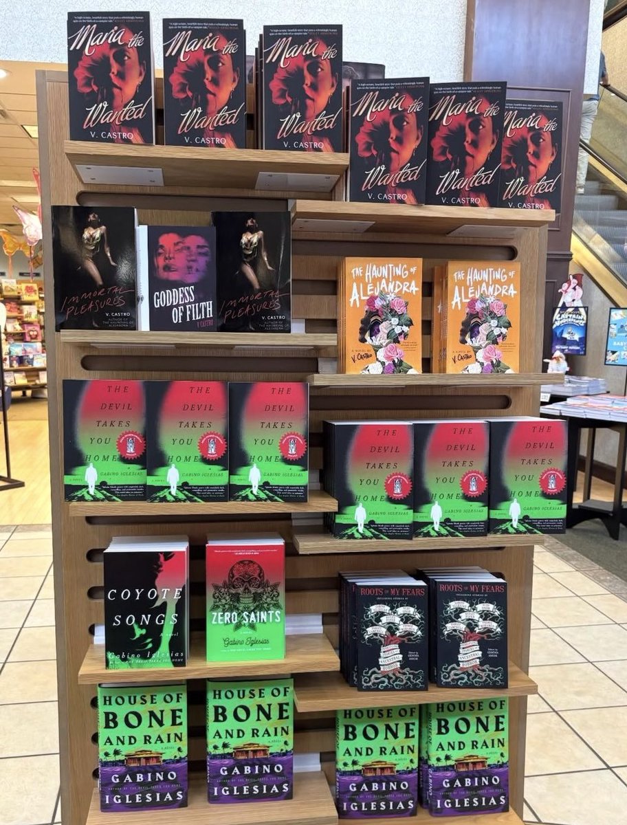 Gabino_Iglesias's tweet photo. Had fun with V. Castro the other night. You should go pick up her latest (signed) at the Arboretum B&amp;N if you’re in Austin. If you need extra darkness or whatever, they have some signed copies by yours truly as well. https://t.co/3FrKlqGZF9