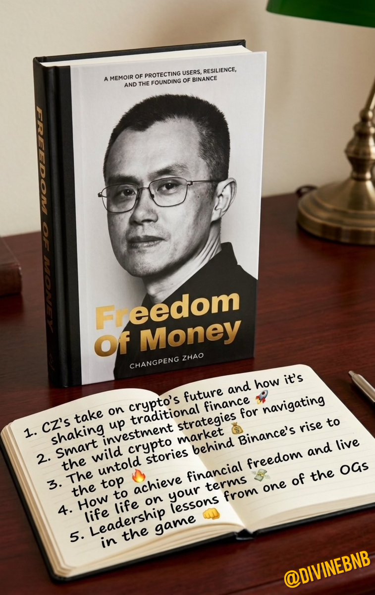 BNBDivine's tweet photo. Yo, You got the book yet?" Share your take with us! 
can't wait to dive into "Freedom of Money" by CZ! 😎 Here are 5 things I'm hyped to learn: 👇
https://t.co/VKTZcPeHfn

@binance | @BinanceAngels 
#FreedomOfMoneyCZ https://t.co/xTo4O51RFO