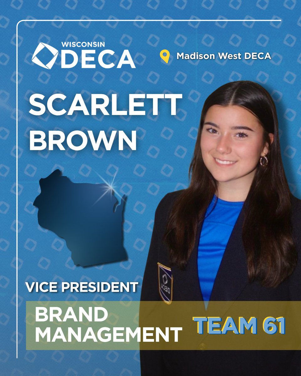 WI_DECA's tweet image. Next up, let us welcome Scarlett Brown, your new Vice President of Brand Management for Wisconsin DECA! 🔷👏

#wideca #team61 #nextbigthing
@DECAInc
@MWestDECA
@scarlettt_brown