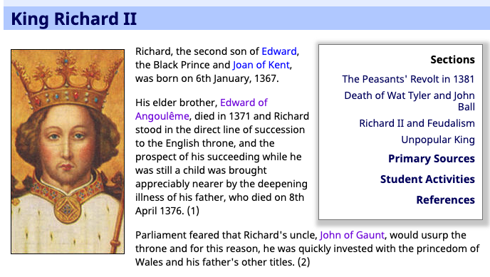 I really love how medieval folks had names like John of Gaunt, classy names.