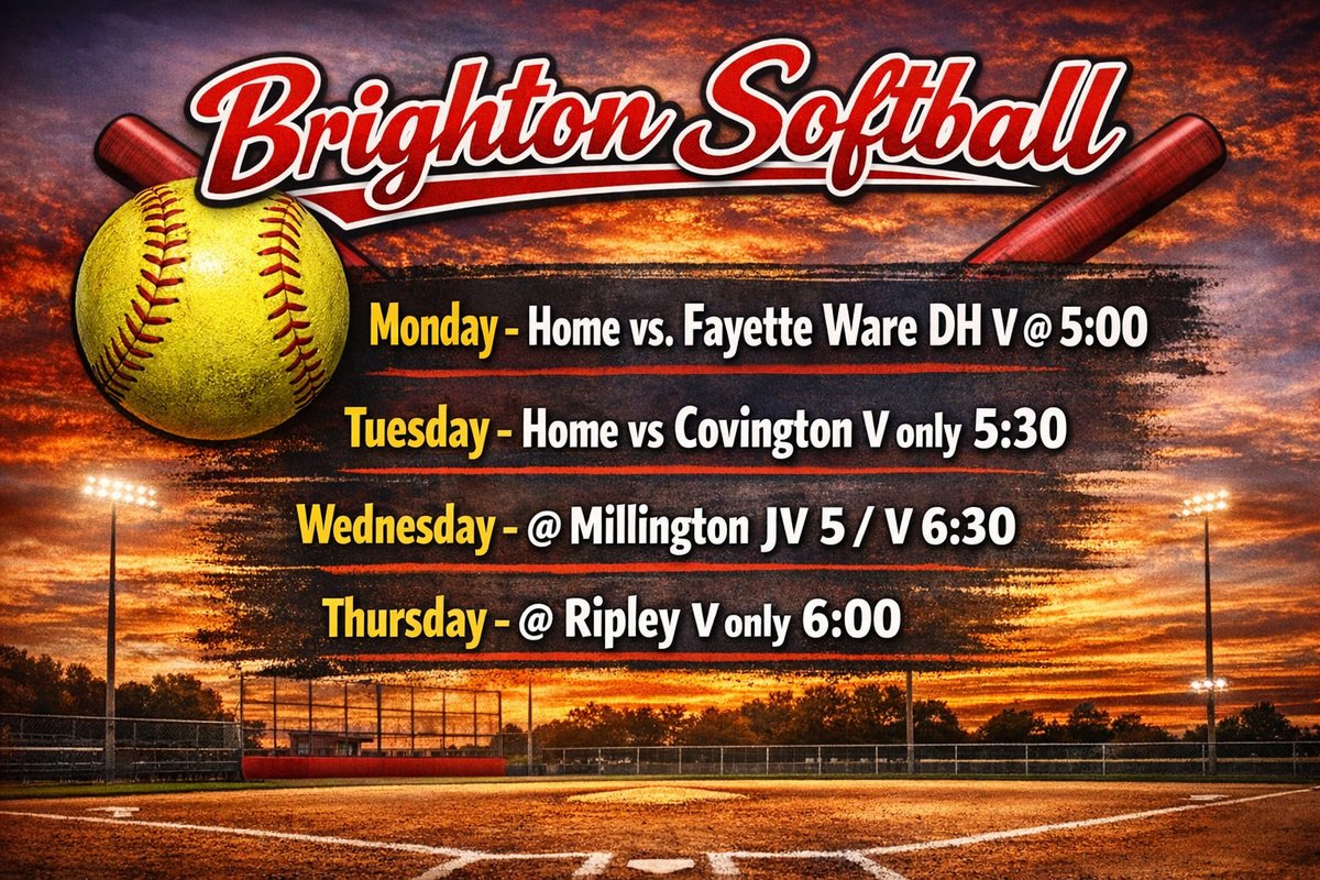 CardzSoftball's tweet photo. Take a look at Brighton High School Softball’s week! 🥎 We hope to see you all at a game or two! https://t.co/U1uabJIHQk