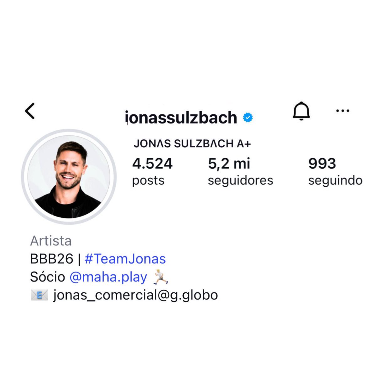PortalJonass's tweet photo. É ELE!!! Jonas atingiu a marca de 5,2M  de seguidores em seu Instagram. 🚀

 #BBB26 #TeamJonas https://t.co/HJ6xMIYPTG