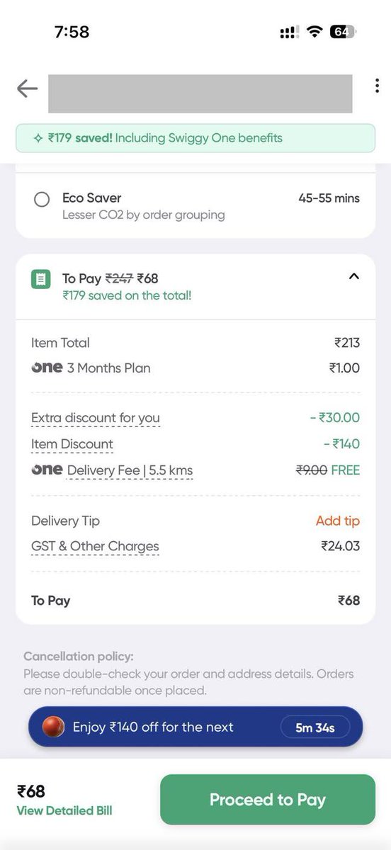 Kumar_0305's tweet image. ஸ்விக்கி ல ஒரு சிக்கன் கொத்து 213₹ ல இருந்து ஆப்பர் ல 68₹ ஆர்டர் போட்டேன். எப்படி அந்த கடைக்கு கட்டுபடியாகும் ? நீங்க யாராது ஸ்விக்கி ல வியாபாரம் பண்ணிட்டு இருக்கீங்களா? இப்படி தள்ளுபடி கொடுத்தா உங்களுக்கு நட்டம் ஆகாதா? 

#swiggy #offer