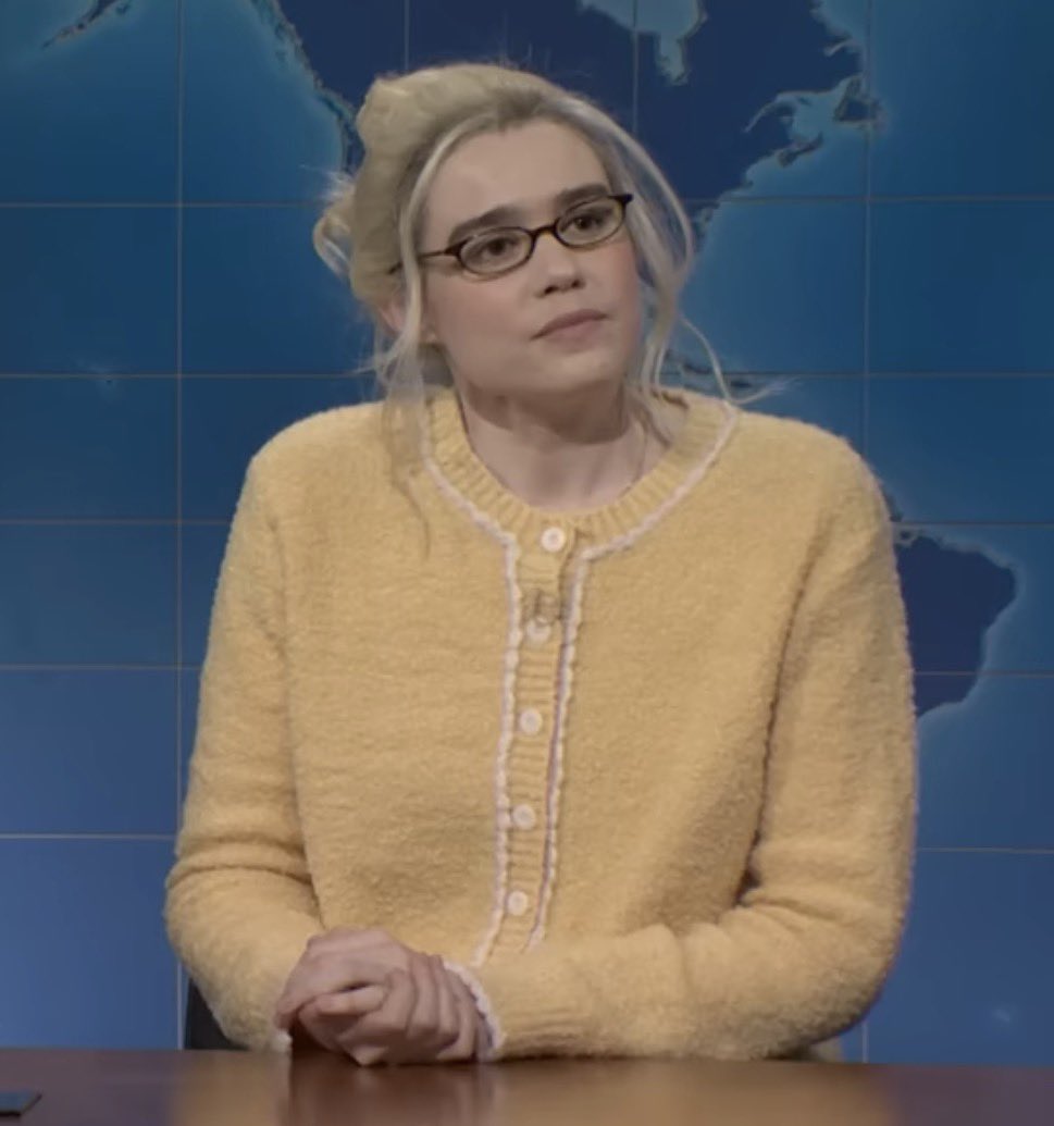 Jane's appearances in yesterday's episode: Fashion District Robbery, Uneek Kutz Barbershop, Grandpa's Wake, and a new Weekend Update character, Lindt Greer: Gen Z Sexpert!