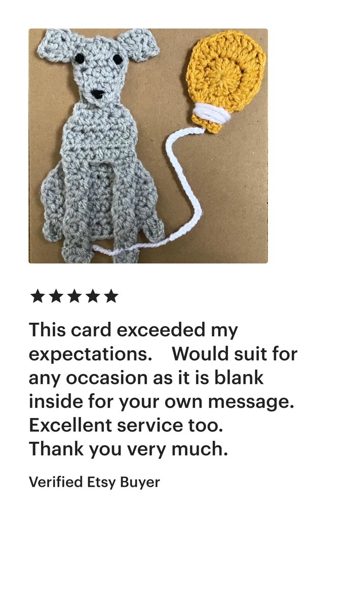 Offthehookhelen's tweet image. Thank you for such a lovely review.
#whippet #sighthound #birthdaycard #happybirthday #handmade #crochet #etsyuk #reviews #greyhounds #lurchers #doglover