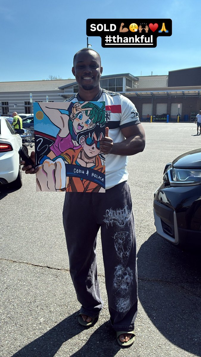 92sturdy's tweet photo. LETS GOOO THE GOKU AND BULMA CANVAS JUST SOLD MY LOVES!!! #soldpainting #fypage #artist #goku #bulma https://t.co/yzMLZa34Ac
